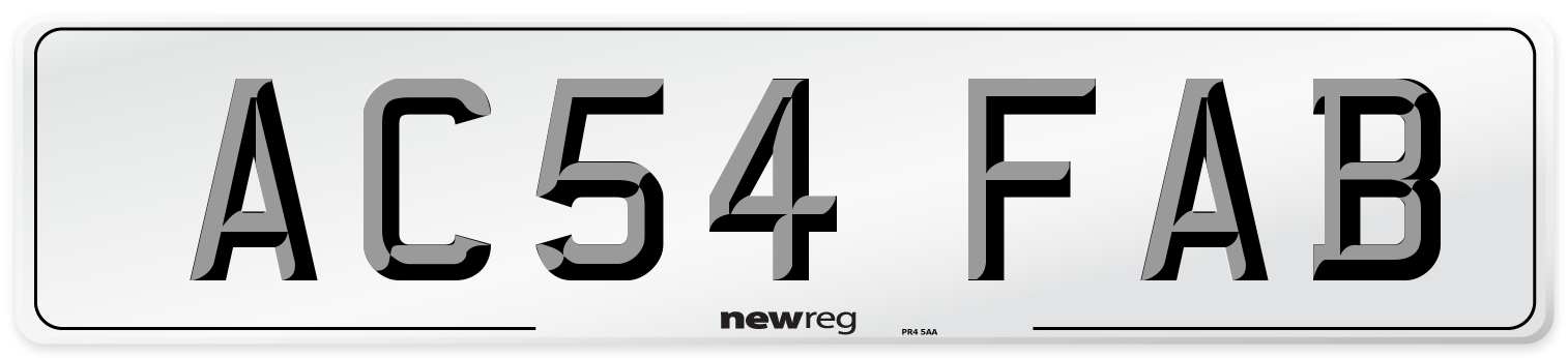 AC54 FAB Number Plate from New Reg